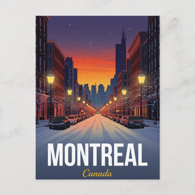 Old Montreal Winter Snowy Street Vykort (Framsida)