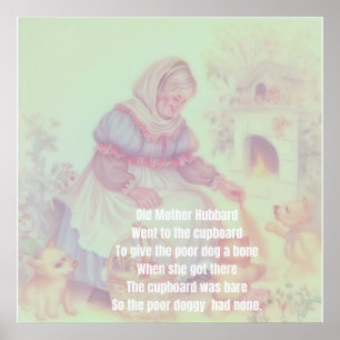 Old Mor Hubbard Nursery Rhyme Poster