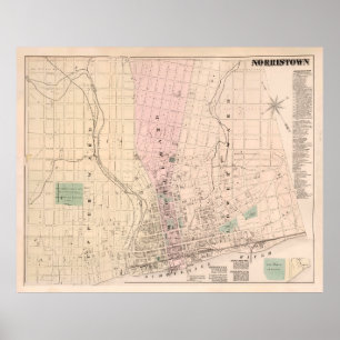 Old Norristown PA Karta (1871) Poster