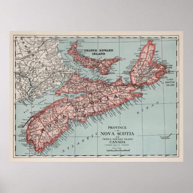 Old Nova Scotia Canada Karta (1925) Poster (Framsidan)