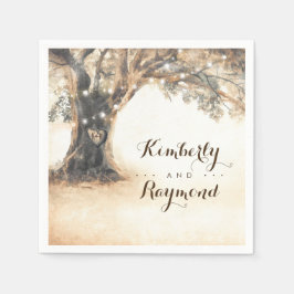 Old Oak Träd Rustic Vintage bröllop Pappersservett