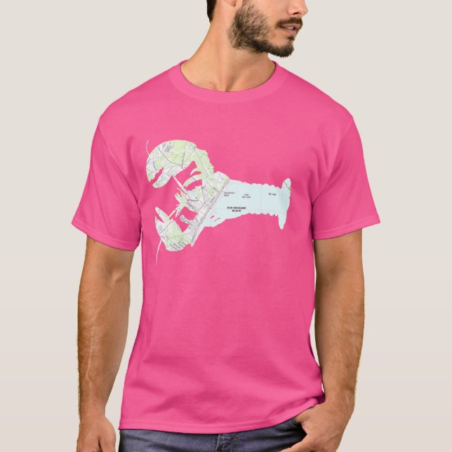 Old Orchard Beach ME Lobster Karta Silhouette T Shirt (Framsida)