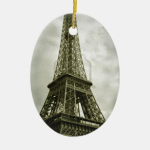 Old Photo Effect Eiffel Torn Paris Julgransprydnad Keramik