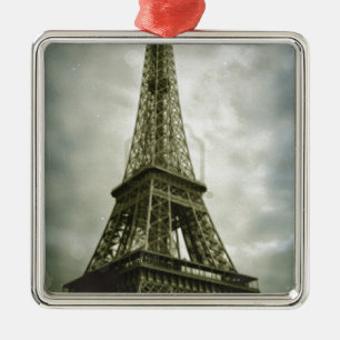 Old Photo Effect Eiffel Torn Paris Julgransprydnad Metall