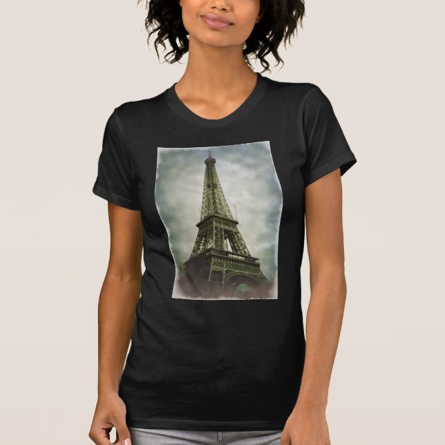 Old Photo Effect Eiffel Torn Paris T-shirt (Framsida)