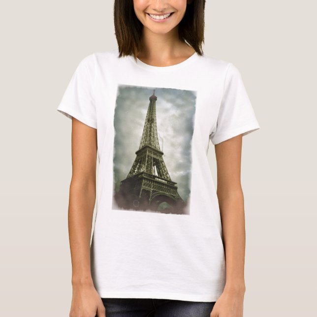 Old Photo Effect Eiffel Torn Paris Tee (Framsida)