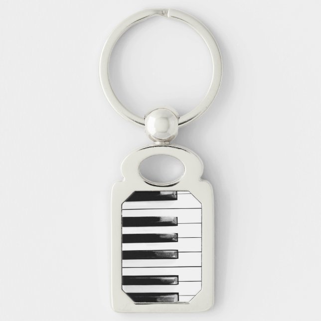 Old Piano Nycklar Rektangulärt Silverfärgad Nyckelring (Framsidan)