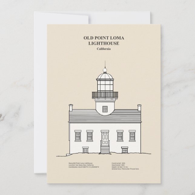 Old Point Loma Lighthouse - California - SBD Tack Kort (Framsida)