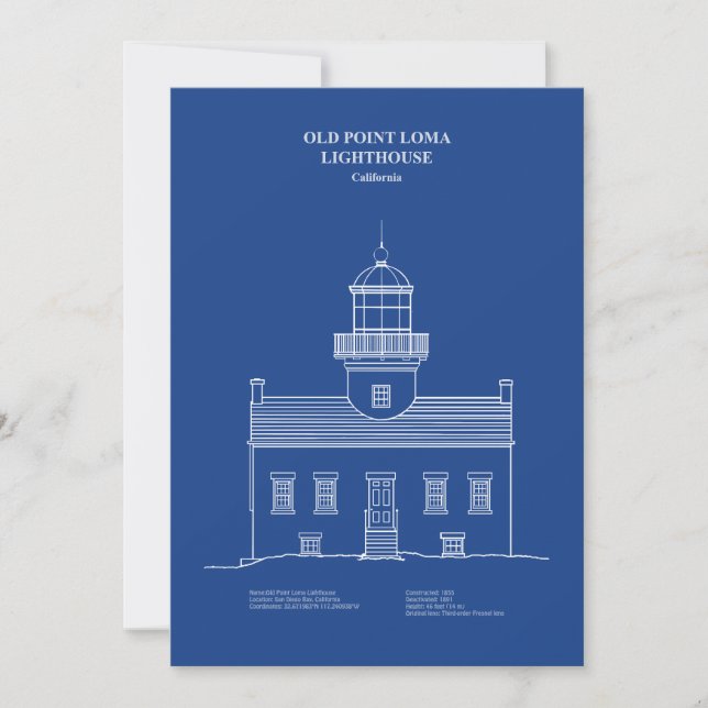 Old Point Loma Lighthouse - Kalifornien - AD Tack Kort (Framsida)