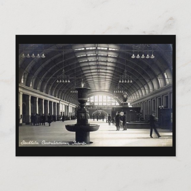Old Postcard - Central Station, Stockholm, Sweden Vykort (Framsida)