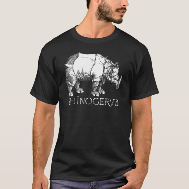 Old Print Rhinoceros Albrecht Durer T Shirt (Framsida)
