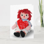 Old Rag Doll Birthday Kort<br><div class="desc">Old rag doll isolated on white with red heart for Mom's Birthday.</div>
