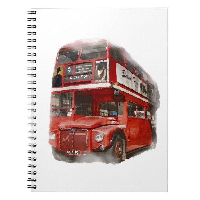 Old Red London Buss Anteckningsbok Med Spiral (Framsidan)