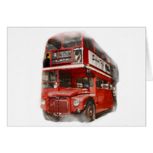 Old Red London Buss Hälsningskort