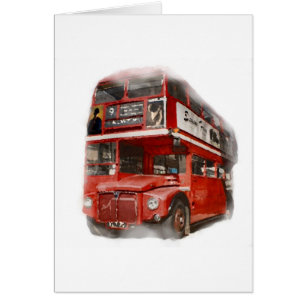 Old Red London Buss Hälsningskort