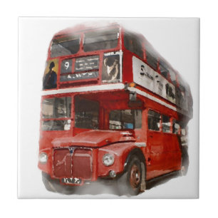Old Red London Buss Kakelplatta