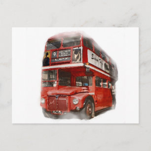 Old Red London Buss Vykort