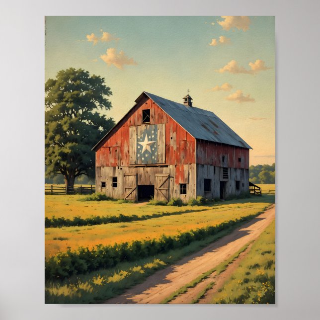 Old Red Texas Barn Digital Poster (Framsidan)