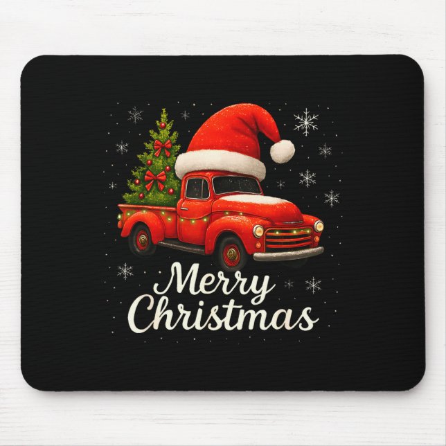 Old Red Truck Santa Hat Xmas Tree Merry Christmas  Musmatta (Framsidan)