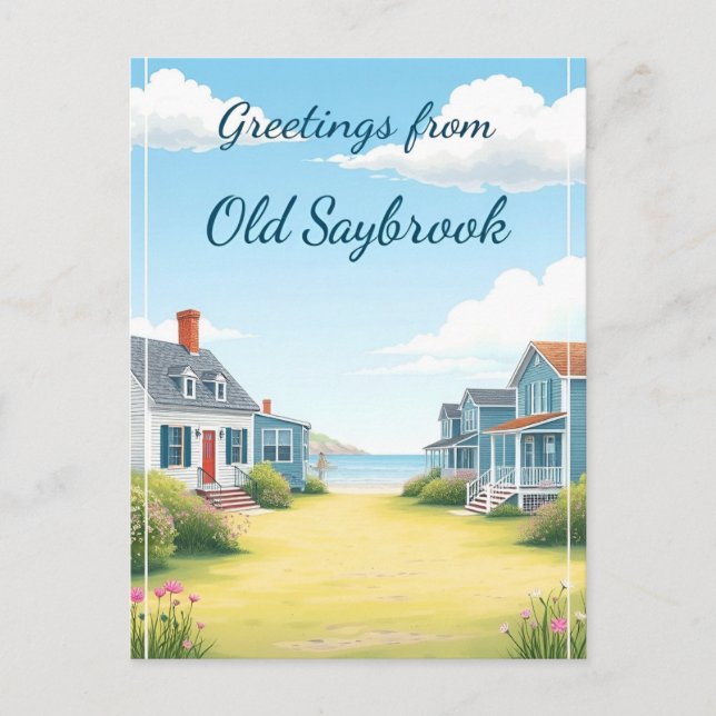 Old Saybrook, Connecticut – historiska kustnära he Vykort (Framsida)