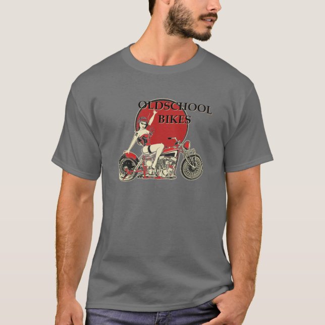 - Old School Bikes - Retro T Shirt (Framsida)