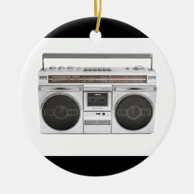 Old school Boombox radiosände Julgransprydnad Keramik (Framsidan)