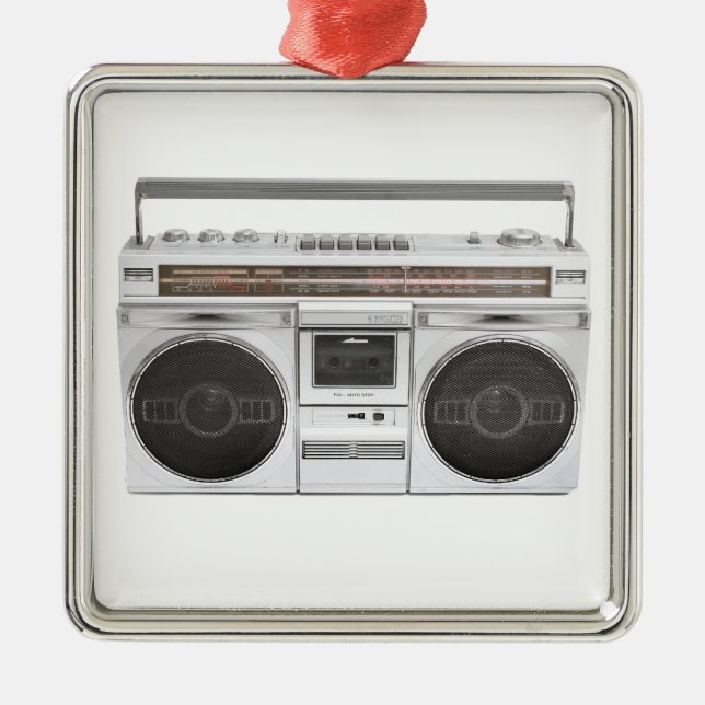 Old school Boombox radiosände Julgransprydnad Metall (Framsidan)