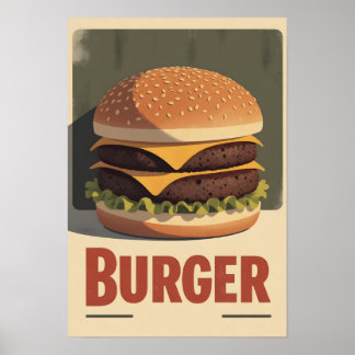 Old-School Burger Poster – Retro Food Wall Art