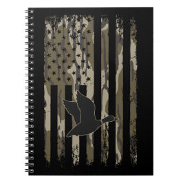 Old school Camo Anka som jagar amerikanska USA fla Anteckningsbok