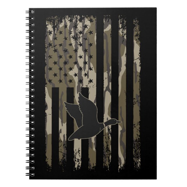 Old school Camo Anka som jagar amerikanska USA fla Anteckningsbok (Framsidan)