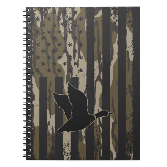 Old school Camo Anka som jagar amerikanska USA fla Anteckningsbok (Framsidan)