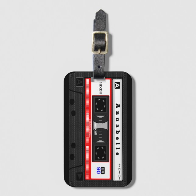 old school Cassette Personalize  Bagagebricka (Framsida vertikal)