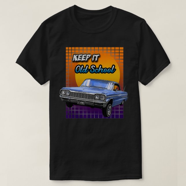 Old School Chevy Impala Lowrider Keep it Old Schoo T Shirt (Design framsida)