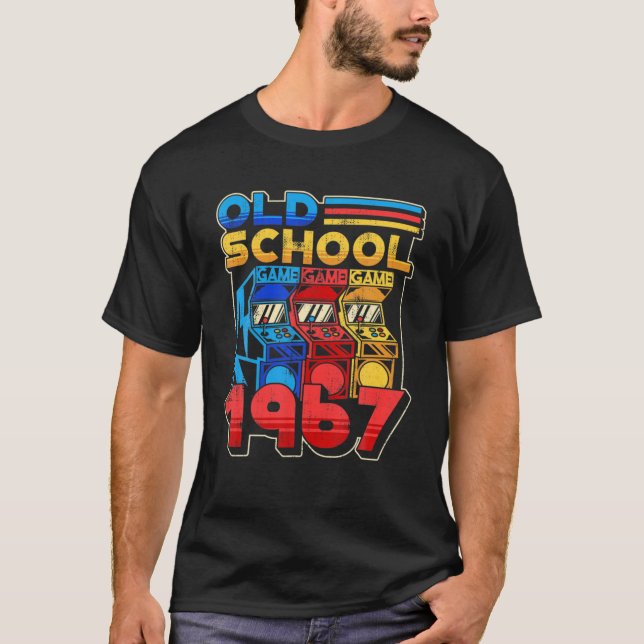Old school Gamer Birthday 1967 Retro Arcade Game M T Shirt (Framsida)