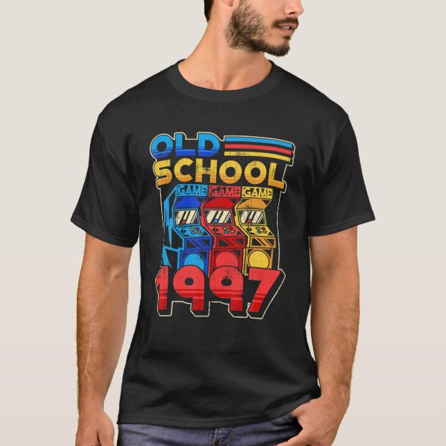 Old school Gamer Birthday 1997 Retro Arcade Game M T Shirt (Framsida)