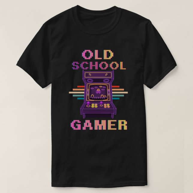 Old School Gamer Retro Arkad Neon T Shirt (Design framsida)
