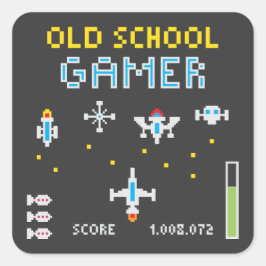 Old school Gamer - Stellarship - Sticker Fyrkantigt Klistermärke