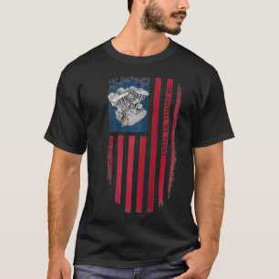 Old school HD Shovelhead Distress USA flagga Motor T Shirt