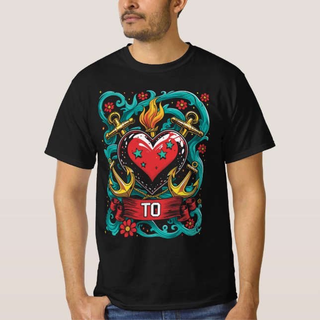 Old school Heart Anchor Tatto Tee (Framsida)