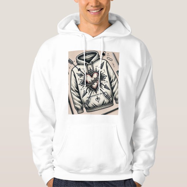 Old school Heart Tattoo Hoodie (Framsida)
