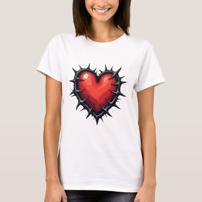 Old school Heart & Thorns Tattoo T-Shirt (Framsida)
