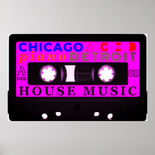 Old school house Music inspirerade lila Cassette Poster