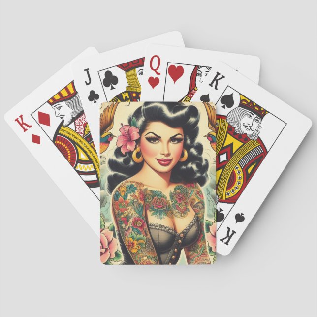 Old school Inked Girl Casinokort (Baksidan)