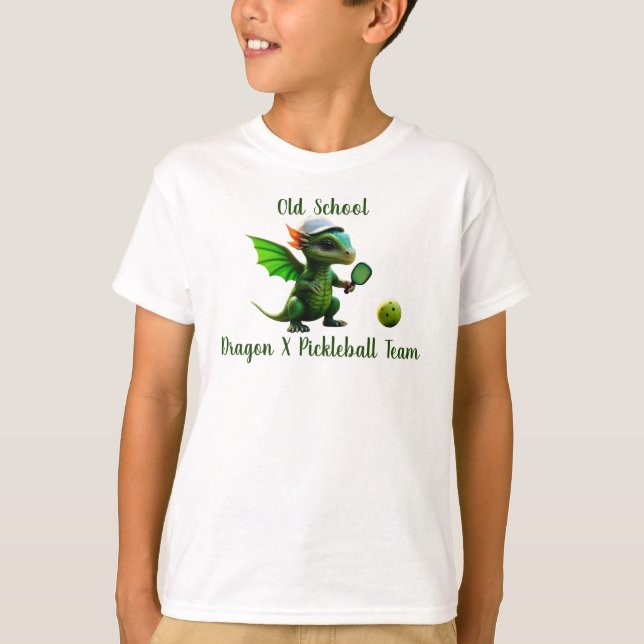 Old School Kids Dragon X Pickleball Team Tshirts (Framsida)