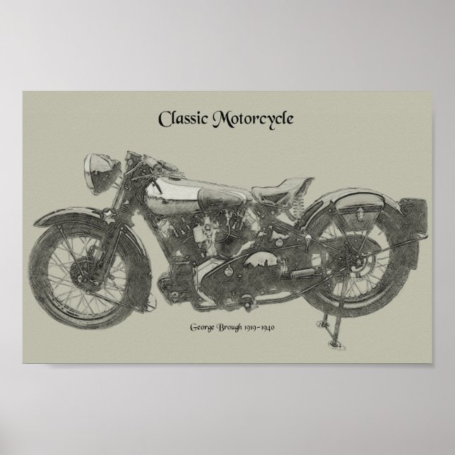 Old school klassisk motorcykel 1920-talet poster (Framsidan)