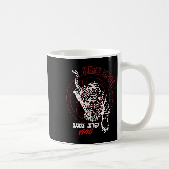 Old School Krav Hebrew Logo Tiger Women &amp; Men  Kaffemugg (Höger)