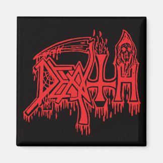 Old school logotyp röd på svart magnet