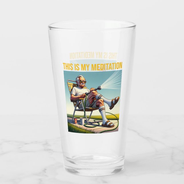 Old School Man Watering Lawn Glaskopp (Baksida)