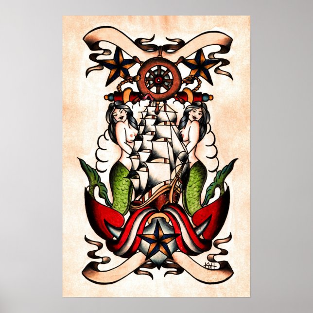Old school Maritime Tattoo Flash Poster (Framsidan)
