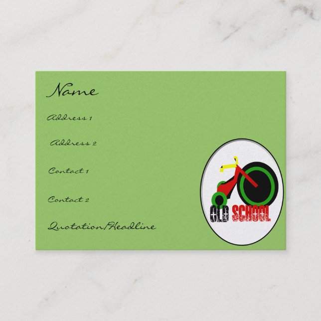 Old school med stort hjul - Delat stenstreck Visitkort (Framsida)